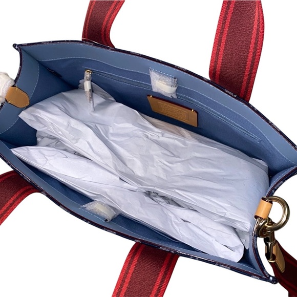 Sold Coach Blue and Red Signature Tote Bag - Picture 5 of 7